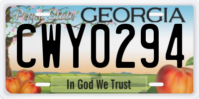 GA license plate CWY0294