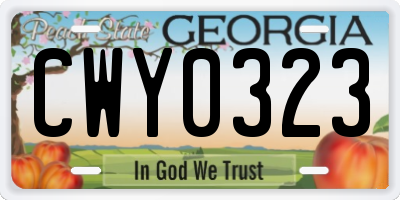 GA license plate CWY0323