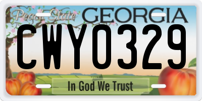 GA license plate CWY0329