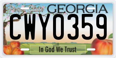 GA license plate CWY0359