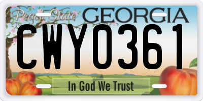 GA license plate CWY0361