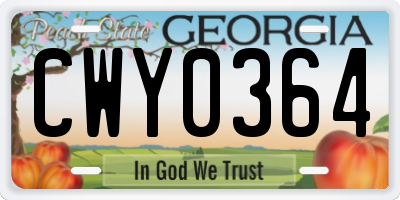 GA license plate CWY0364
