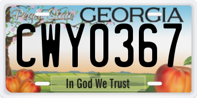 GA license plate CWY0367