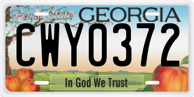 GA license plate CWY0372