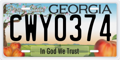 GA license plate CWY0374