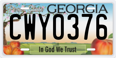 GA license plate CWY0376
