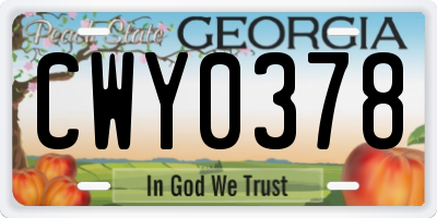 GA license plate CWY0378