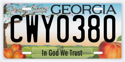 GA license plate CWY0380