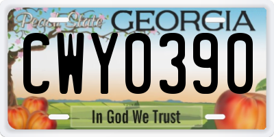 GA license plate CWY0390