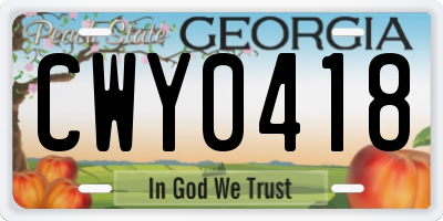 GA license plate CWY0418