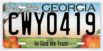 GA license plate CWY0419