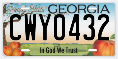 GA license plate CWY0432