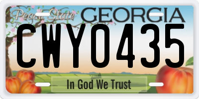 GA license plate CWY0435