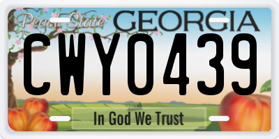 GA license plate CWY0439