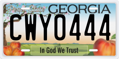 GA license plate CWY0444