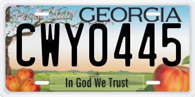GA license plate CWY0445