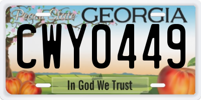 GA license plate CWY0449