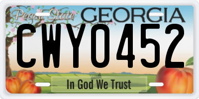 GA license plate CWY0452