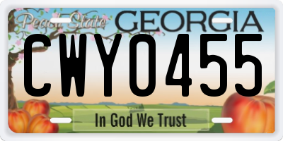 GA license plate CWY0455