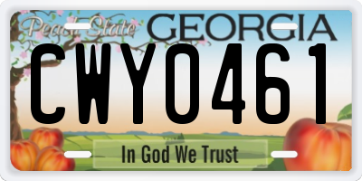 GA license plate CWY0461
