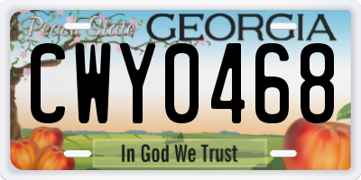 GA license plate CWY0468