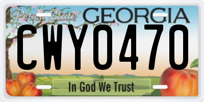 GA license plate CWY0470