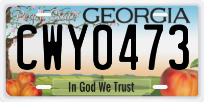 GA license plate CWY0473