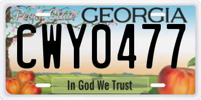 GA license plate CWY0477