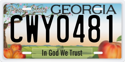 GA license plate CWY0481