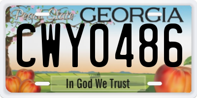 GA license plate CWY0486