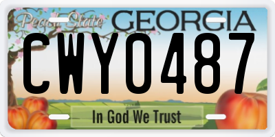 GA license plate CWY0487