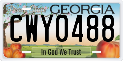 GA license plate CWY0488