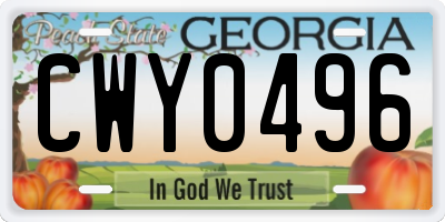 GA license plate CWY0496