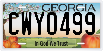 GA license plate CWY0499