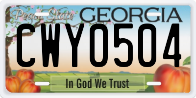 GA license plate CWY0504