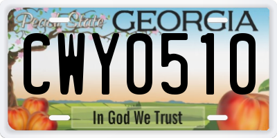 GA license plate CWY0510