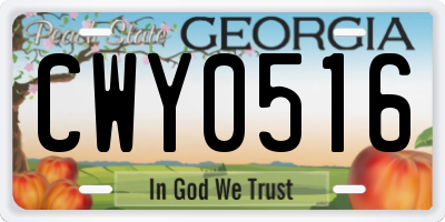 GA license plate CWY0516