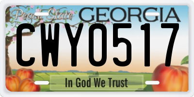 GA license plate CWY0517