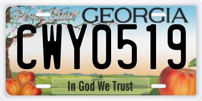 GA license plate CWY0519