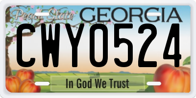 GA license plate CWY0524