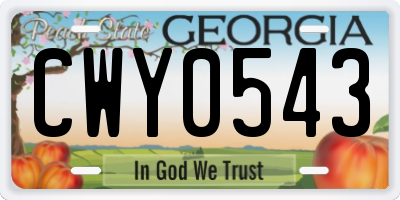 GA license plate CWY0543