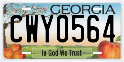 GA license plate CWY0564