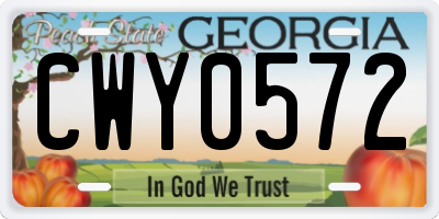 GA license plate CWY0572