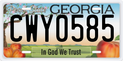 GA license plate CWY0585