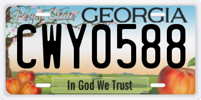 GA license plate CWY0588