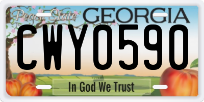 GA license plate CWY0590