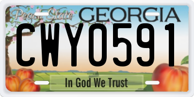 GA license plate CWY0591