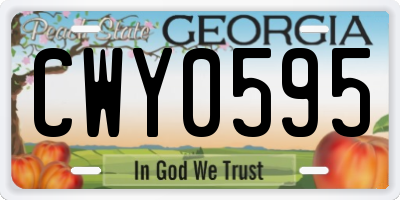 GA license plate CWY0595