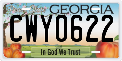 GA license plate CWY0622