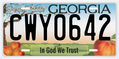 GA license plate CWY0642